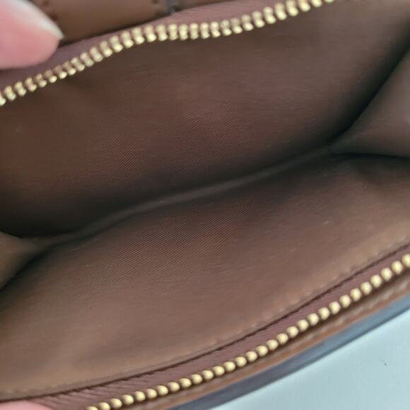 Coach Wallet Crossgrain Leather Monogram Brown Tan Medium Bifold Logo Compact - Picture 6 of 9